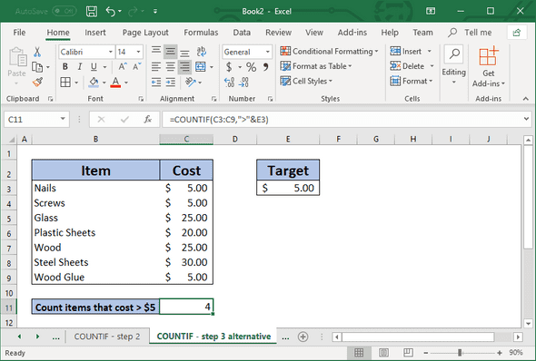 Step 3 Alternative: Using a cell reference